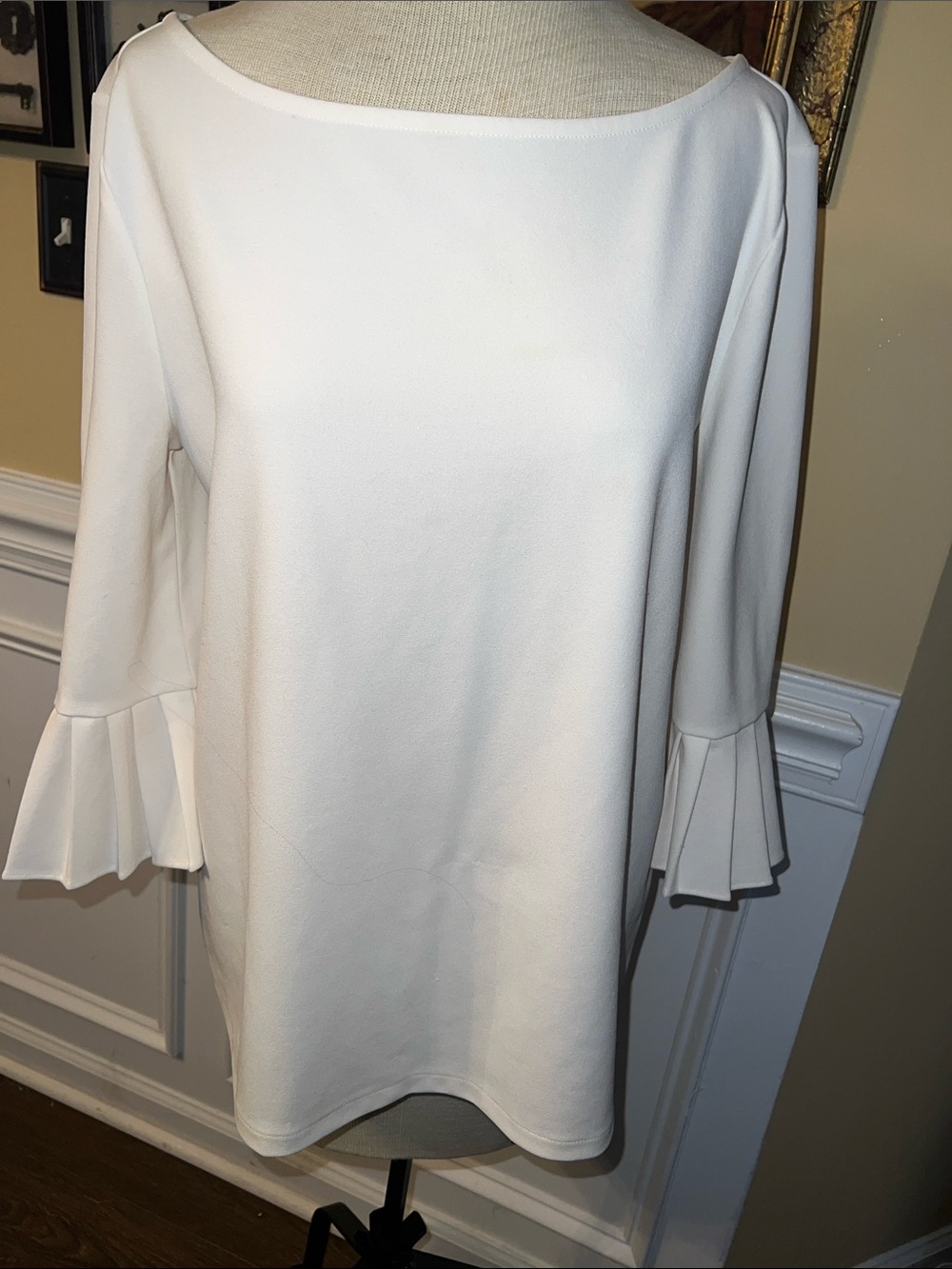 Ann Taylor Ivory Ruffle Bell Sleeve Blouse